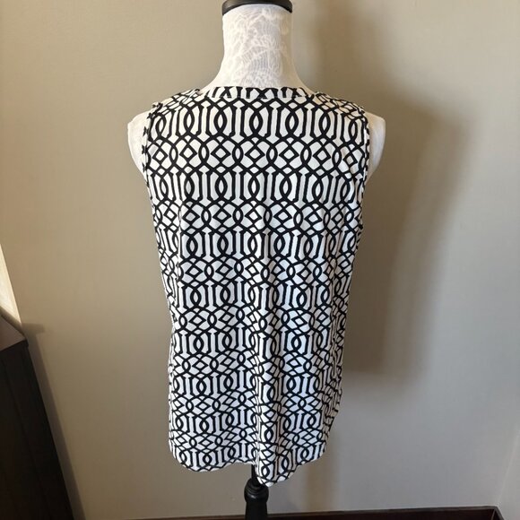 Lulu-B Womens Sleeveless V Neck Top Athletic Stretchy UPF 50+ Medium Black White - Picture 4 of 5